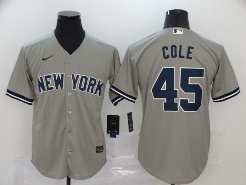 Men New York Yankees 45 Cole Grey Nike Game MLB Jerseys